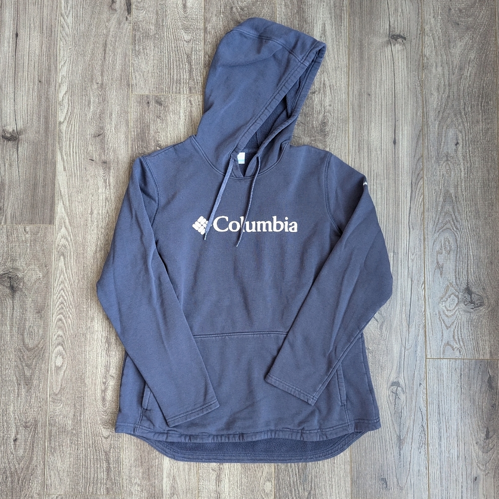 Columbia Slate Blue Pullover Hoodie with Front Pocket and Large Logo